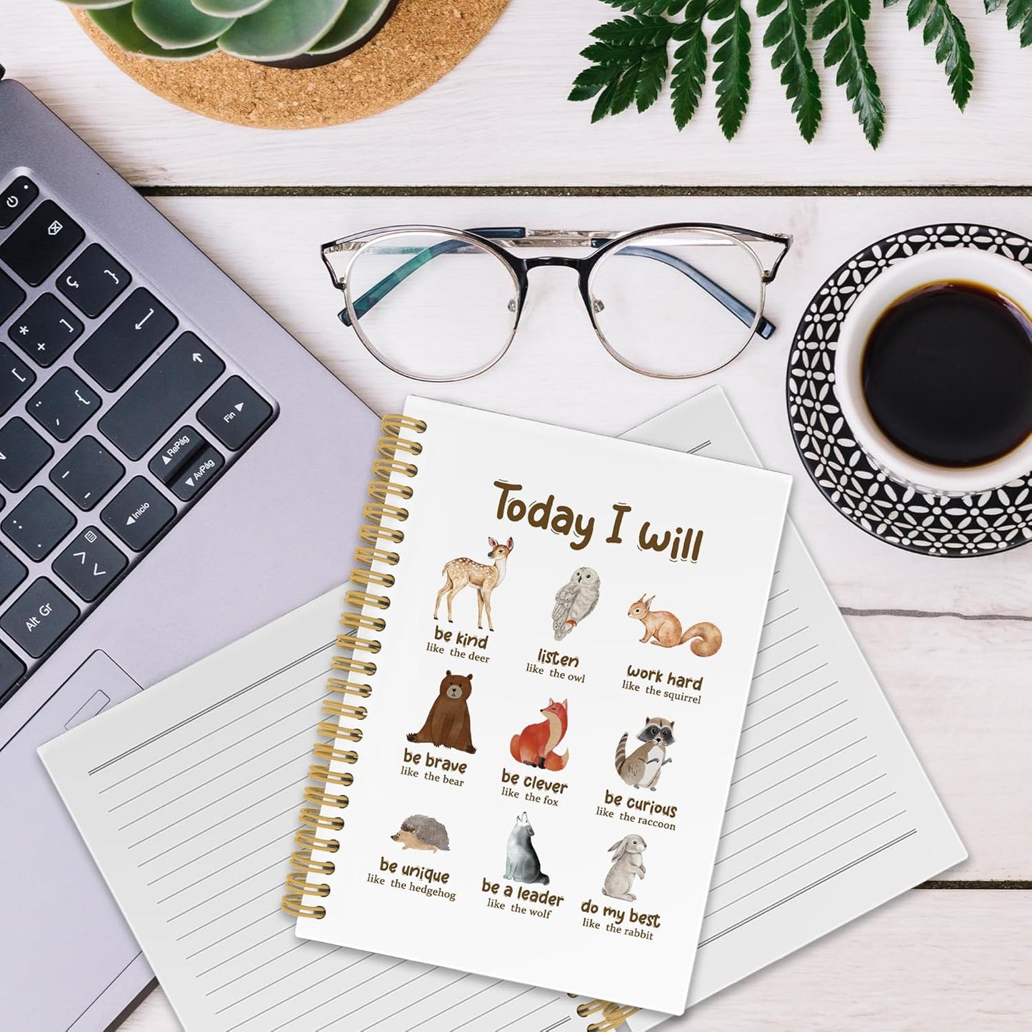 XPH Inspirational Animals Spiral Notebook, Motivational Journaling Notebooks for Note Taking, Animal Hardcover Journal for Writing 160 Pages 5.5 x 8.3 Inch, Positive Affirmation Gifts for Women Men