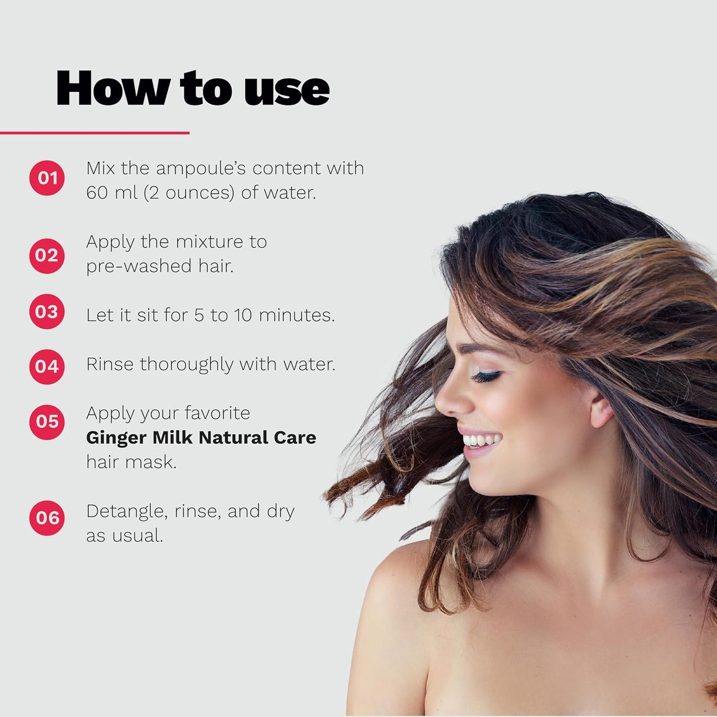 Ginger Milk Hair Repair Ampoule with Hyaluronic Acid for Damaged Hair Treatment (Pack 3 x 0.5 fl oz)