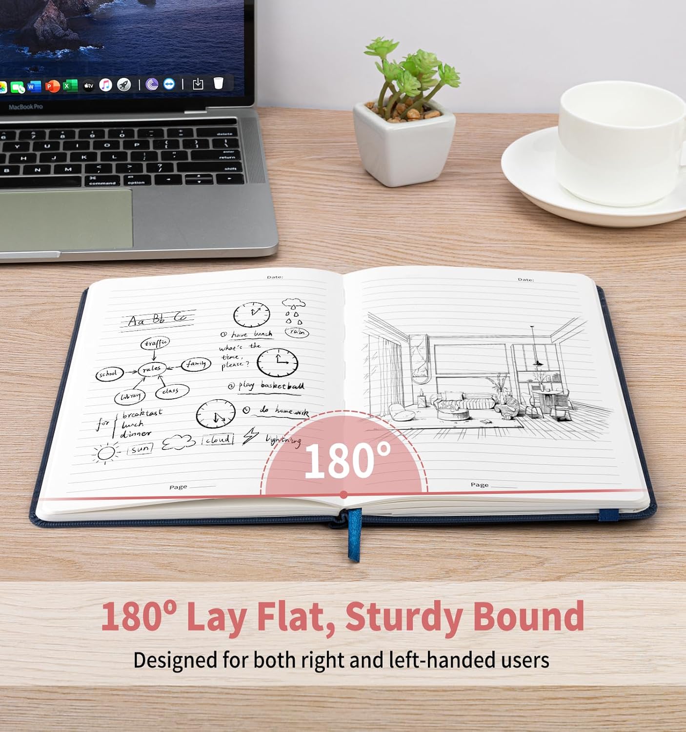 Lined Journal Notebook for Work, A5 Leather Notebook with Pen Sleeve, 100GSM/160 Pages Thick Paper, Daily Journals for Writing, School, Note Taking, Business, Travel, College Ruled