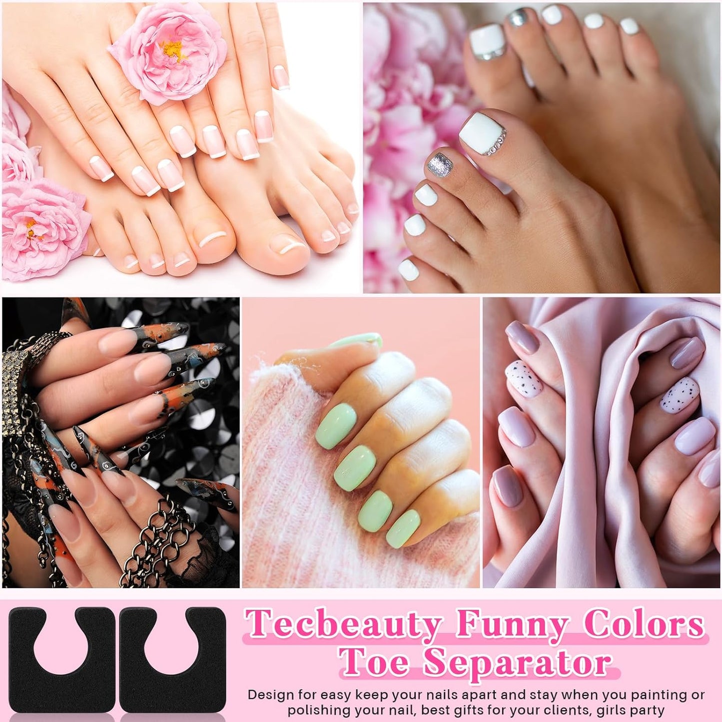 Mumufy 1000 Pcs Individual Pedicure Toe Separators Soft Foam Toe Spacers Comfortable Finger Toe Dividers Pedicure for Women Men Girls Manicure Feet Nail Polish Art Painting Spa (Black)