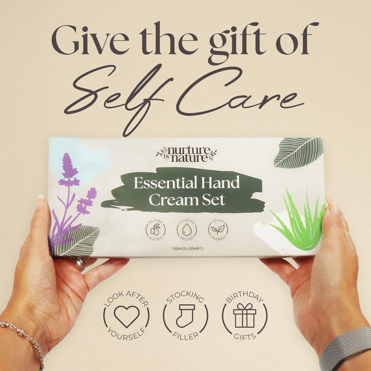 Hand Cream Gift Set from Nurture by Nature, 5pcs, Mothers Day Gifts, Hand Lotion Travel Size, Enriched with 6% Shea Butter & Glycerin, Hand Cream for Women, Dry Skin, Hand Lotion Gift Set for Women