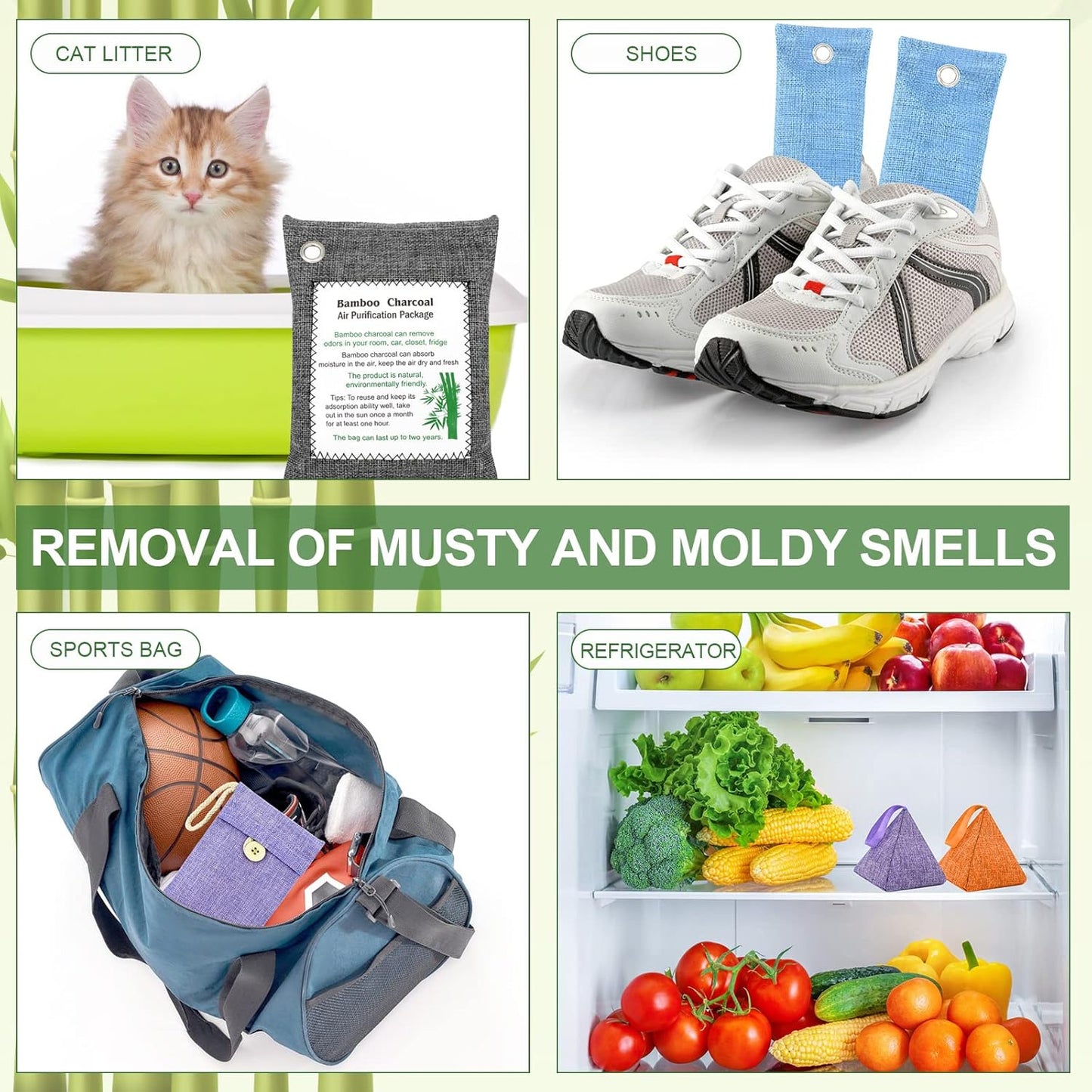 Bamboo Charcoal Bags Odor Absorber 20 Pack×50g Bamboo Charcoal Air Purifying Bags, for Car Air Fresheners, Odor Eliminator for Home,Shoe Deodorizer - Colorful-Activated Charcoal Odor Absorbers