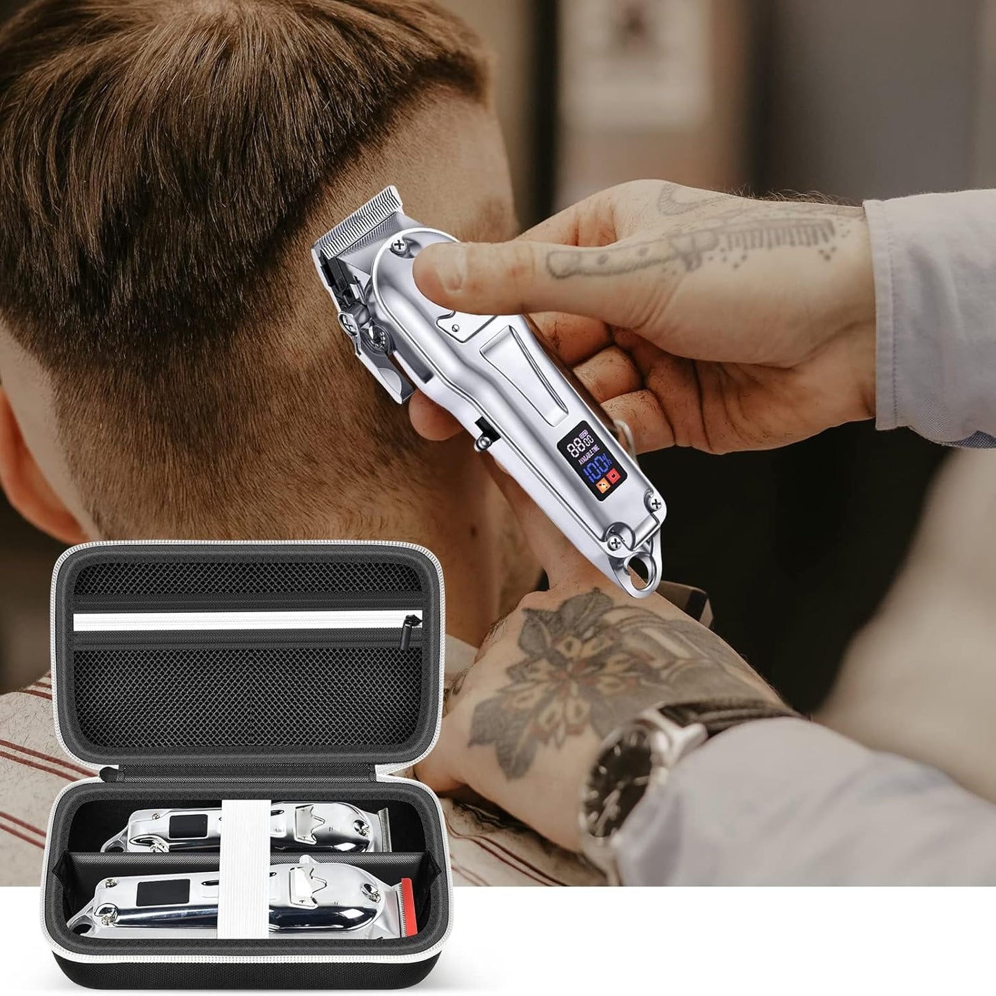 Case Compatible with KIKIDO for Novah for GLAKER for Ufree for FADEKING for GSKY for Romanda Professional Hair Clippers, Beard Trimmer Grooming Storage Holder for Hair Trimmers Set (Box Only)