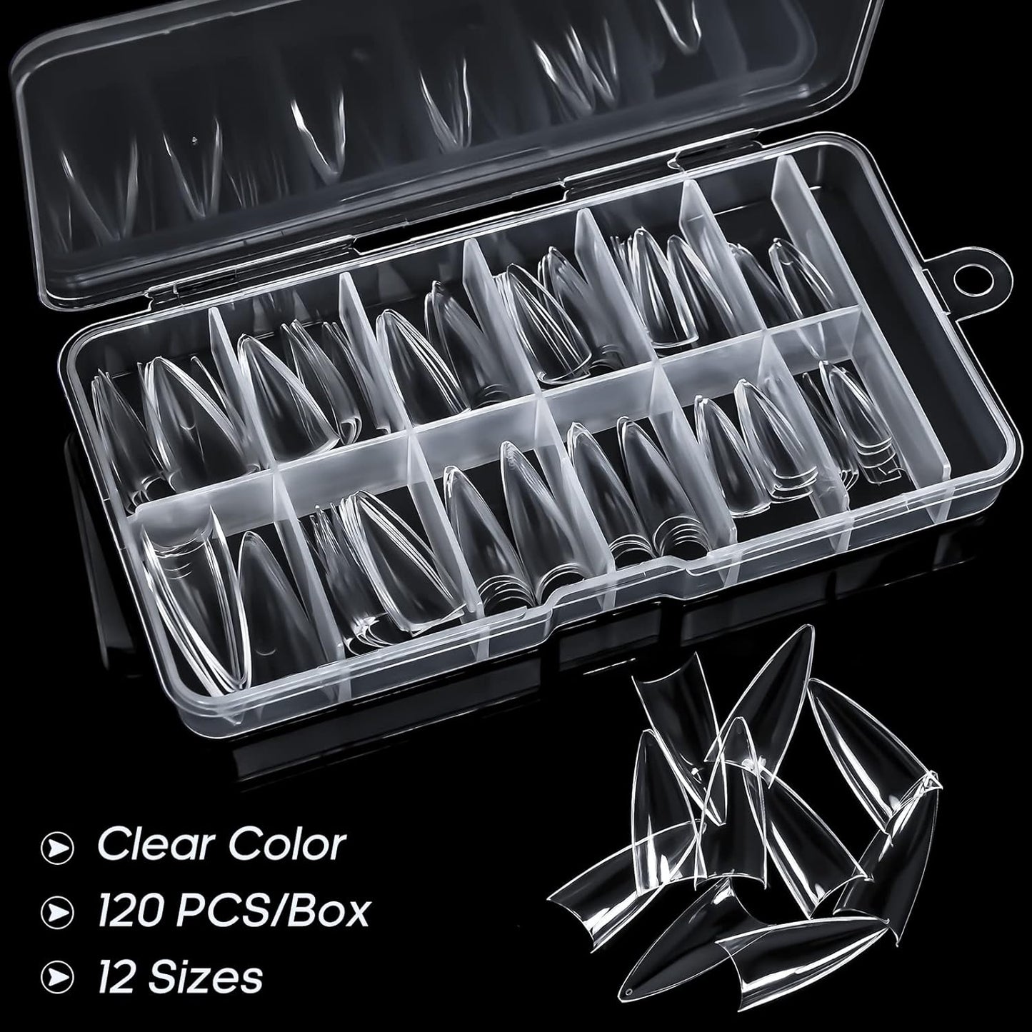 Ranrose 120PCS Short Nail Tips,Short Soft Gel Stiletto Nail Tips Half Cover False Nail Almond Shape Point Acrylic Sharp Artificial False Nail For DIY