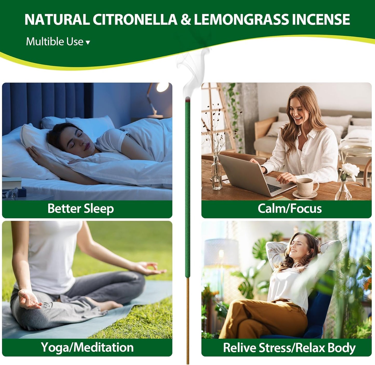 KICKOUTOR® Mosquito Repellent Outdoor Patio 240 PCS Natural Citronella Incense Sticks DEET Free Lemongrass Oil Gnat Mosquito Control for Indoor Backyard Travel Camping