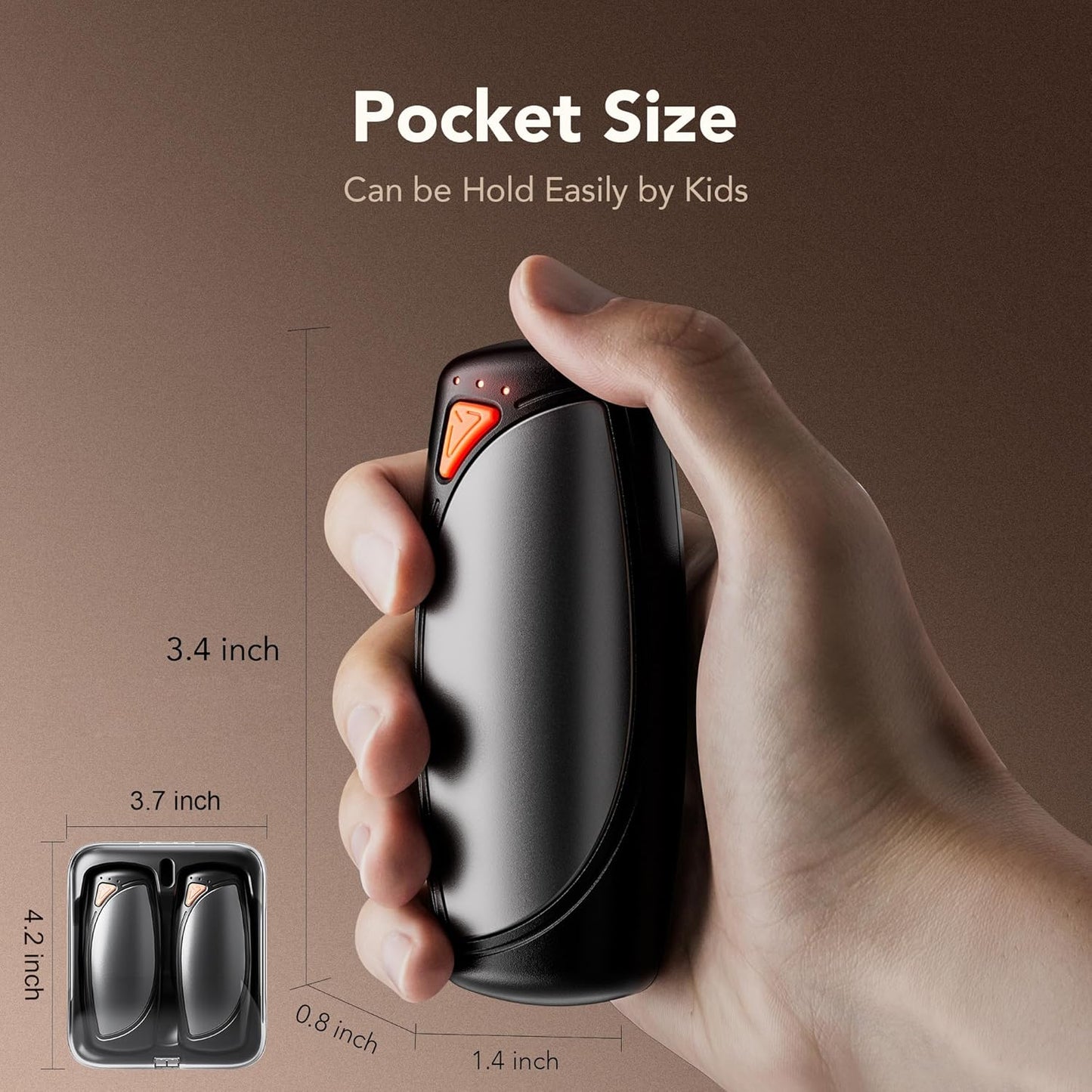 Hand Warmers Rechargeable 2 Packs, Double Sided Heating with AI Charging Case, 14000mAh Electric Hand Warmer Up to 36 Hours, Portable Heater Gifts for Christmas,Camping,Hunting