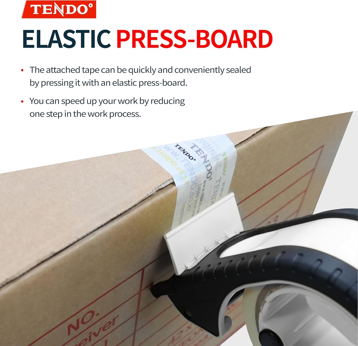 Heavy Duty Shipping Tape Dispenser: TENDO° Premium Line – Reusable, Replaceable, Eco-Friendly 2’’ Master Piece Dispenser for Pros with Patented 10° Sloped Chromium Blades - P-2200 (4th Gen.)_White