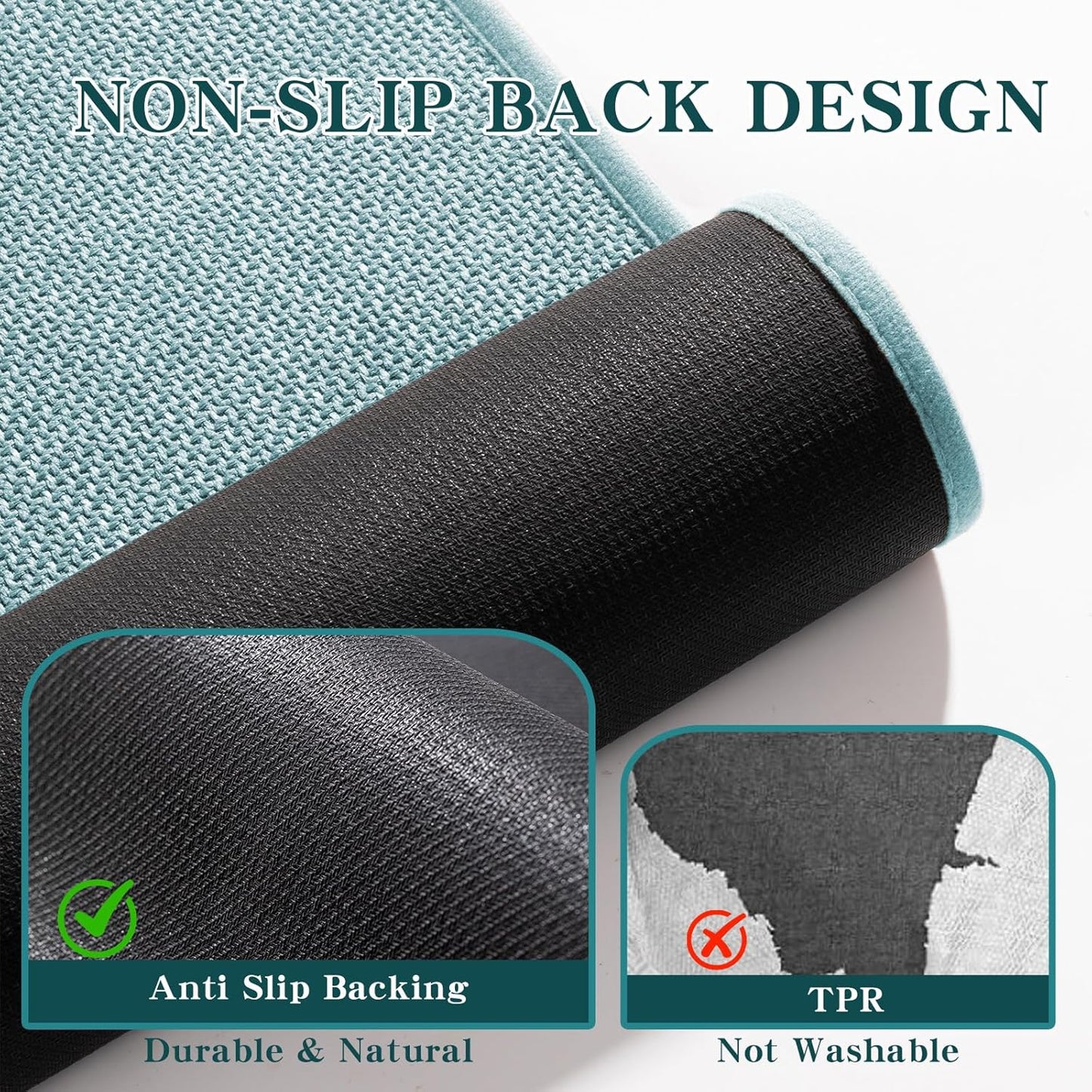 chakme Bathroom Rugs Mat 47x25, Navy Blue, Ultra Thin Non Slip Bath Mat, Large Quick Dry Absorbent Bath Mat for Bathroom Floor