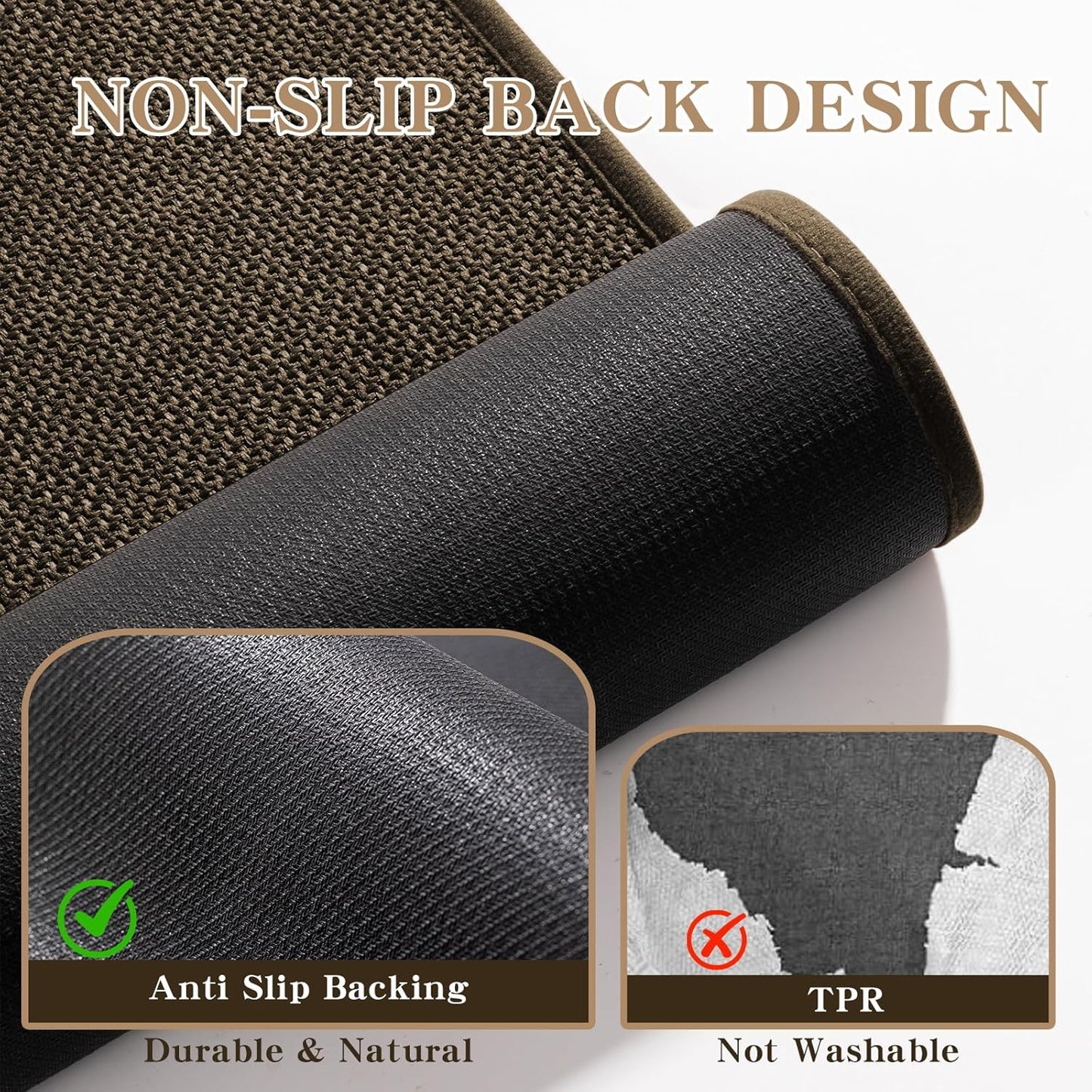 chakme Bathroom Rugs Mat 59x17, Ultra Thin Non Slip Bath Rug Runner Quick Dry Absorbent Bath Mat for Bathroom, (Brown, 59"x17")