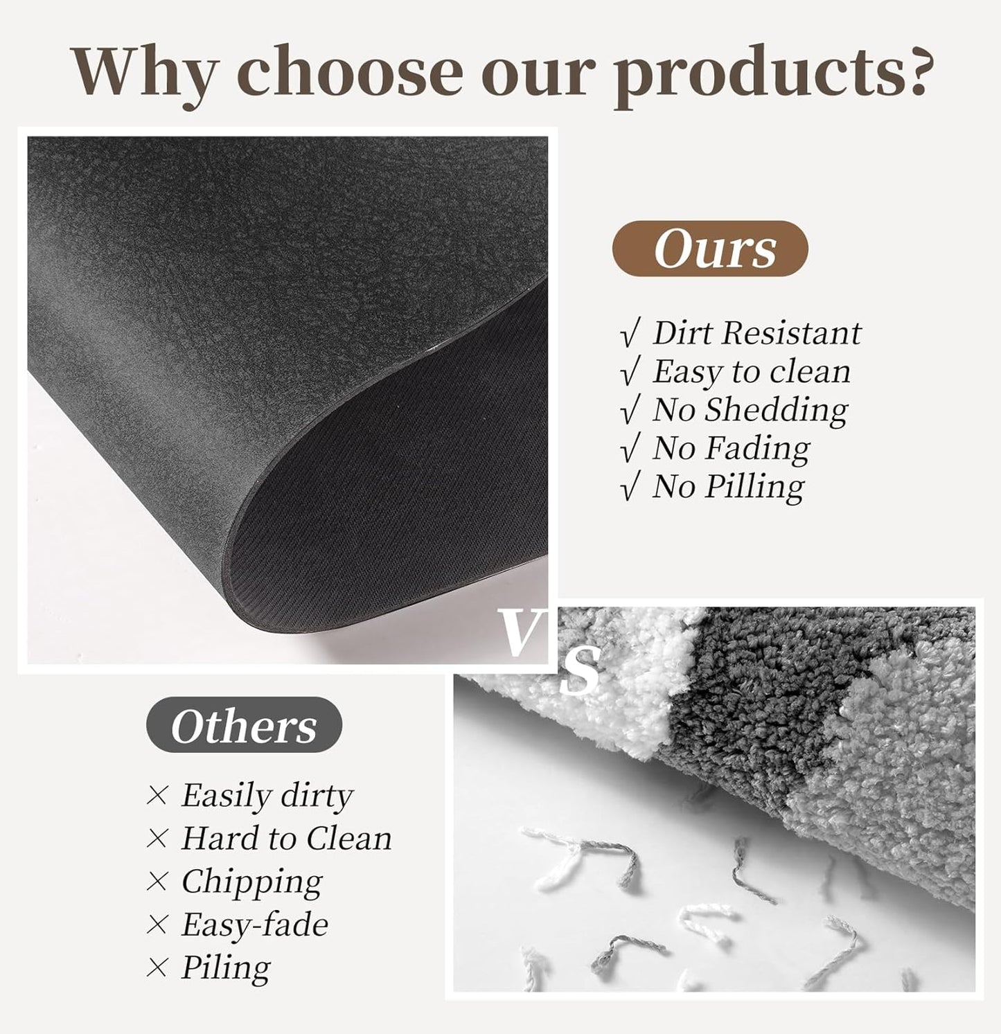 Diatomaceous Earth Bath Mat - 24x17, Quick Dry Absorbing Rubber Non Slip Thin Bathroom Rug, Fit Under Door, For Bathroom Floor, Tub, Shower, Sink, Dark Grey