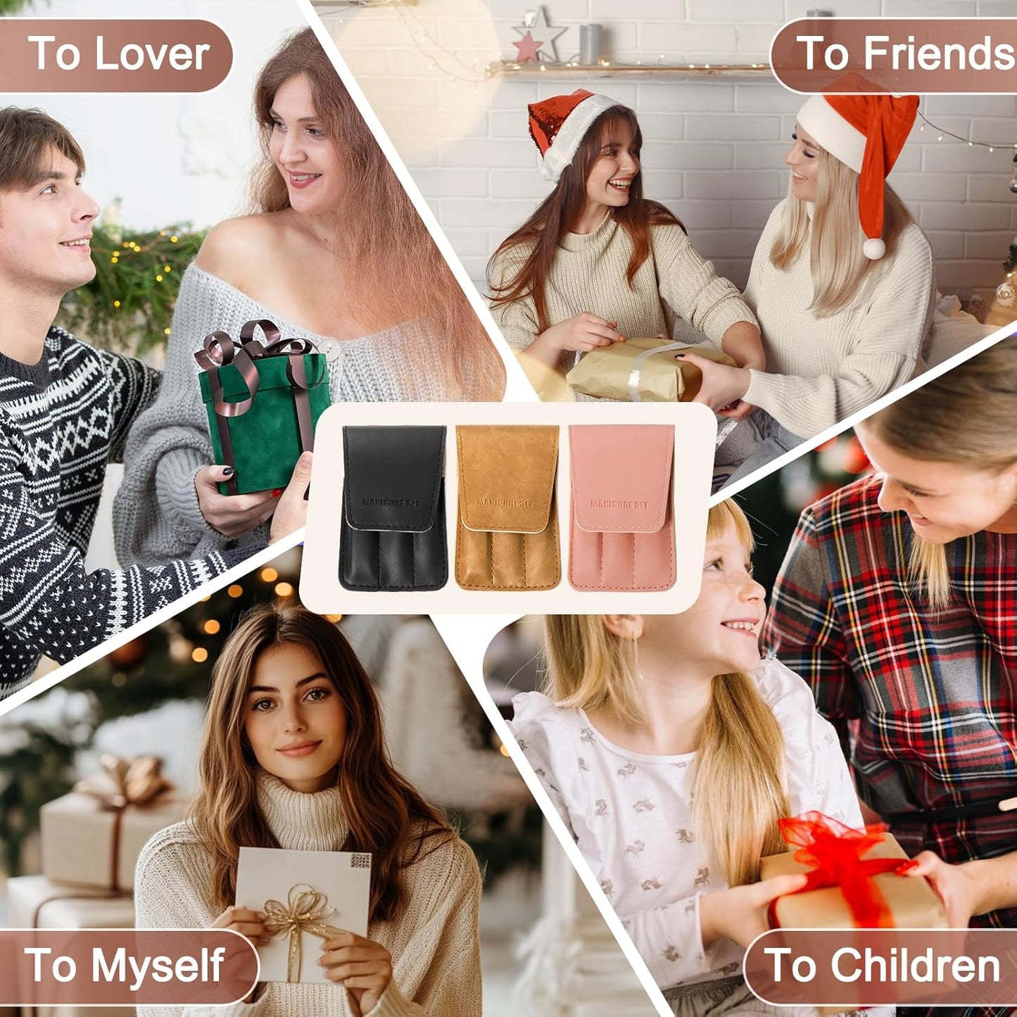 Premium Stainless Steel Nail Clippers Set - Travel Grooming Kit, 6pc Manicure/Pedicure Tools with PU Case - Unisex Gift for Men and Women(D-PinkA)