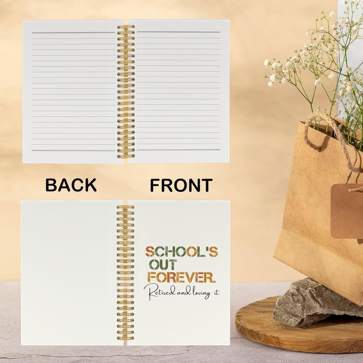 CUANFDDSF Teacher Retirement Gifts Notebook, Retirement Gift for Women Men Journal Notebooks for Note Taking,Writing Pads, Teacher Appreciation Gifts Hardcover Spiral Notebook 5.5x8.3 Inch