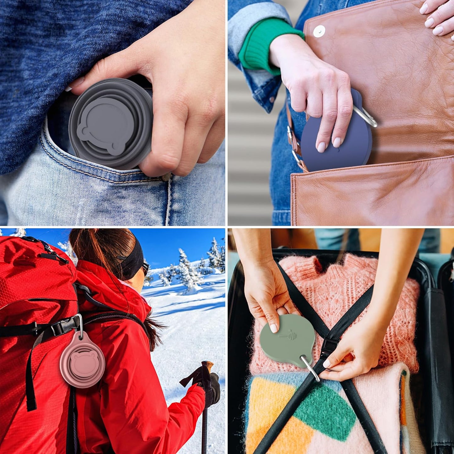 IYYI Collapsible Cup for Traveling, Silicone Foldable Cup, Camping Mug with Lid, Folding Mug for Camping, Hiking, Outdoors, Travel (Dusty-Sage-Carbon-Navy)