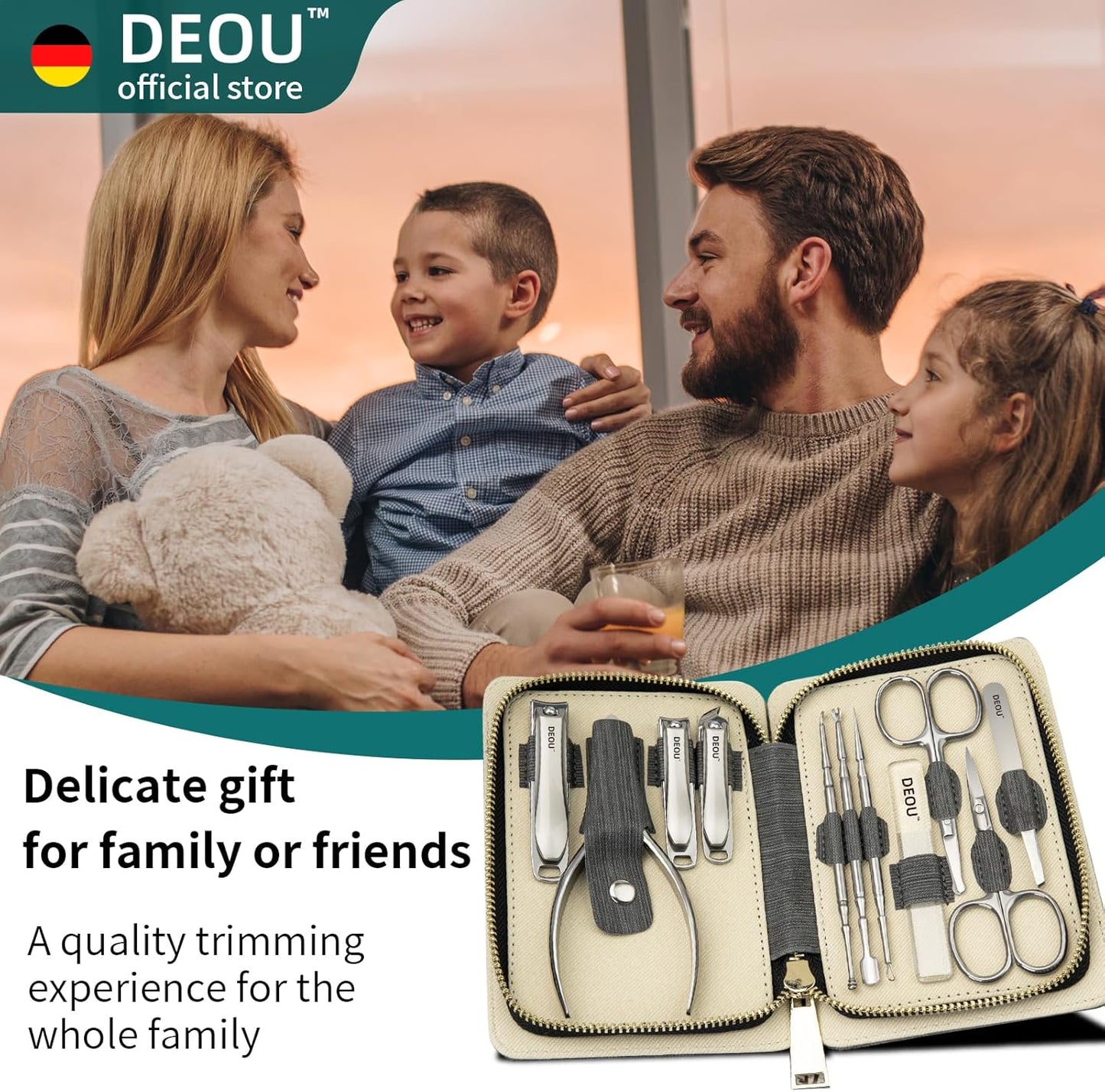 Manicure Sets Nail Clippers Stainless Steel Manicure and Pedicure kit Girls Professional Nail Files and Men's Grooming Scissors Tools for Home Personal Care or Gifts (Gray)