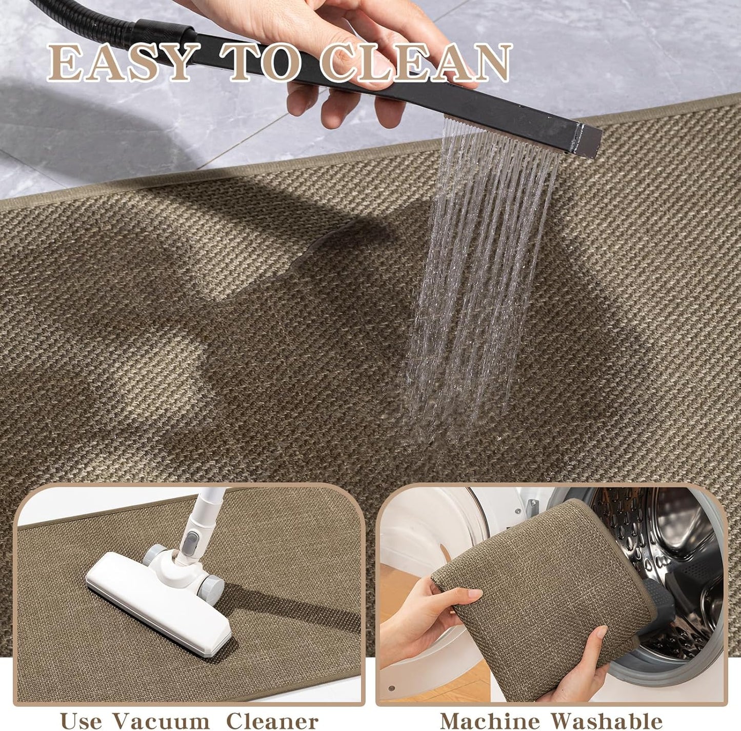 chakme Bathroom Rugs 59x17, Ultra Thin Non Slip Bath Mat Runner Quick Dry Absorbent Bath Mat for Bathroom Floor, (Dark Beige, 59"x17")