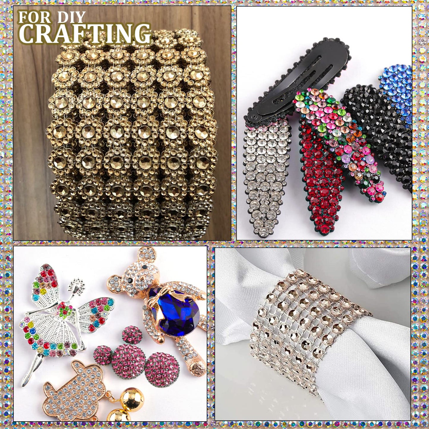 Two Packs of Flatback Rhinestones 4520 Pcs Colorful Nail Art Rhinestones Flatback Crystal Colorful+Champagne Rhinestone with Picker Pencil and Tweezer for Nail Art and Decoration