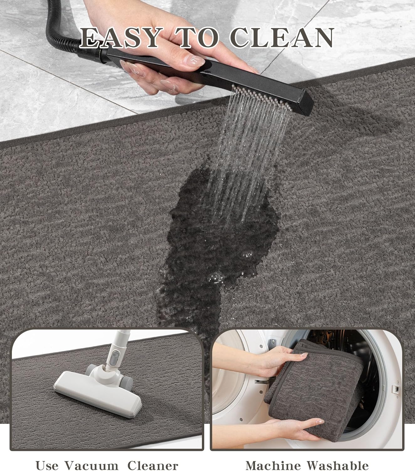 chakme Bathroom Rugs Mat 24x17, Ultra Thin Non Slip Bath Mat Small Quick Dry Absorbent Bath Mat for Bathroom Floor, (Grey, 24"x17")