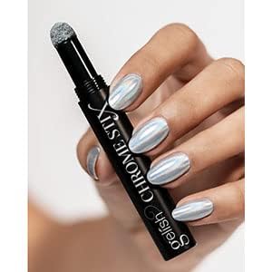 Gelish Chrome Stix, Chrome Nail Powder, Nail Art for Stunning Metallic Finish, Long-Lasting, Easy Application, Perfect for Professional and At-Home Use (Silver Holographic, 0.5g)