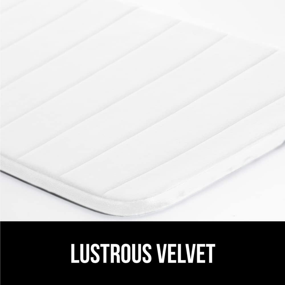 GORILLA GRIP Memory Foam Bath Mat, Soft Absorbent US Designed Bathroom Rug, Gripping Dots Machine Washable Bathmat, Cushioned Floor Mats, Shower Sink Rugs Room Décor Accessories, 24x17 White