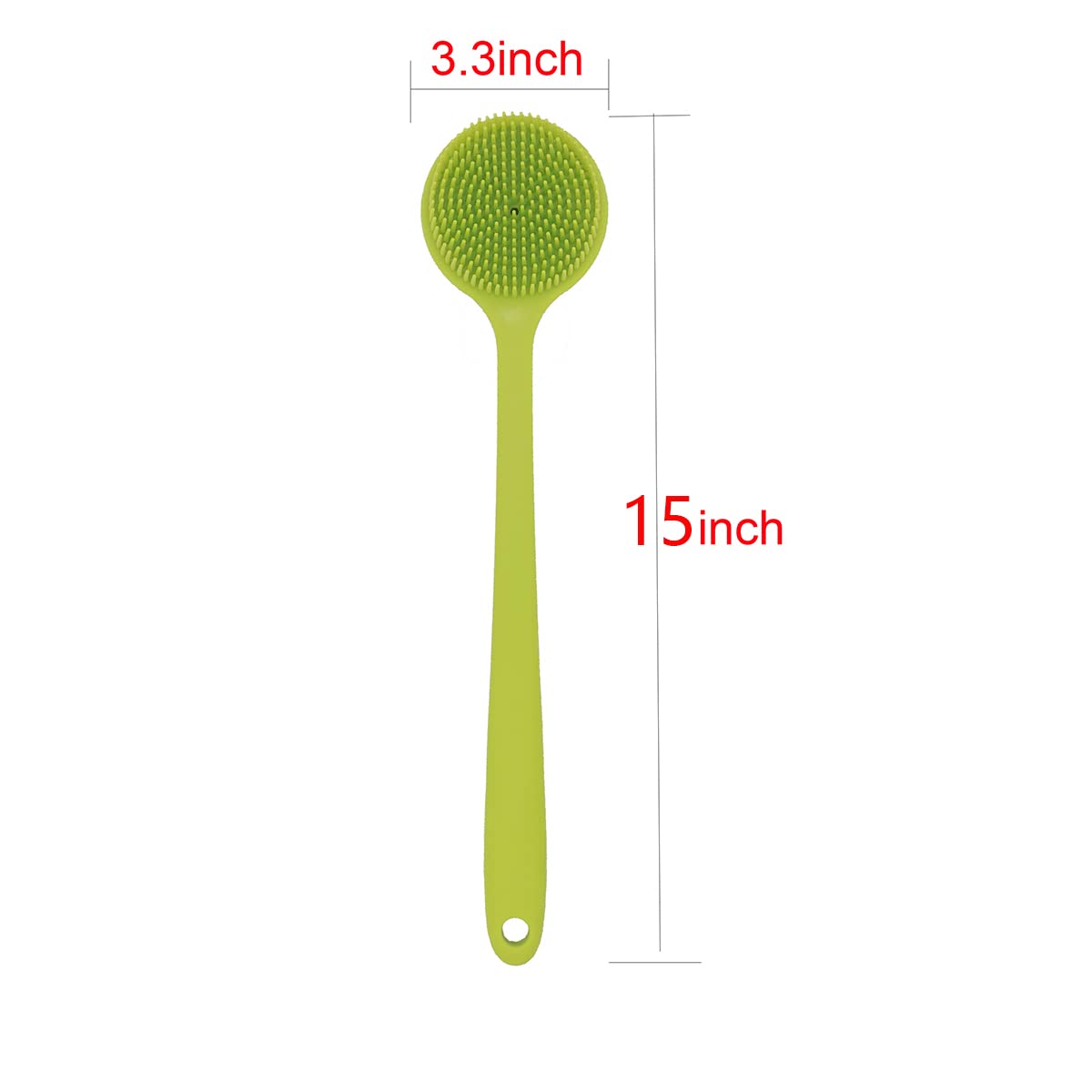 DNC Silicone Back Scrubber Soft Bath Body Brush for Shower with Long Handle (Green)