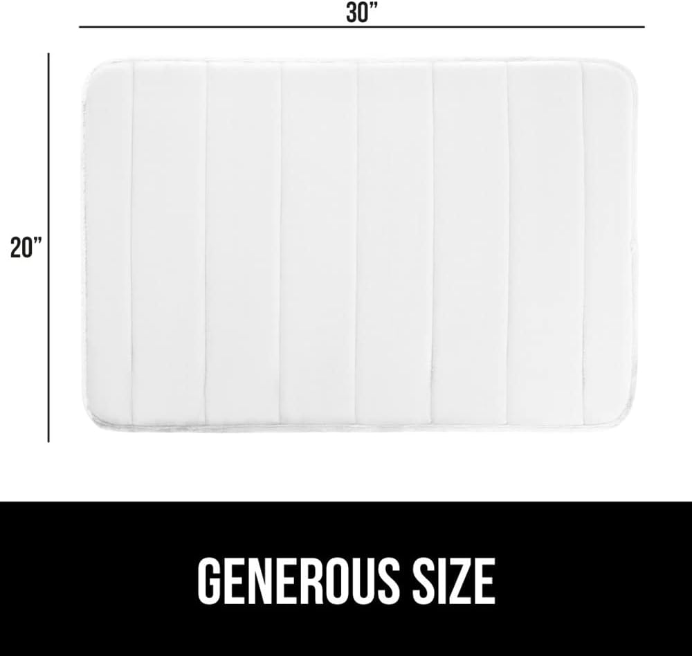 GORILLA GRIP Memory Foam Bath Mat, Soft Absorbent US Designed Bathroom Rug, Gripping Dots Machine Washable Bathmat, Cushioned Floor Mats, Shower Sink Rugs Room Décor Accessories, 30x20 White