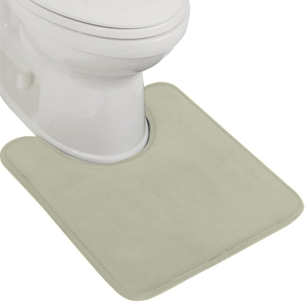 GORILLA GRIP Thick Memory Foam Toilet Rug for Bathroom, U Shaped Washable, Soft Absorbent Velvet Topside Floor Mats, Machine Wash, Cushioned Luxury Mat Rugs for Bath Room, 22.5 x 19.5, Sage