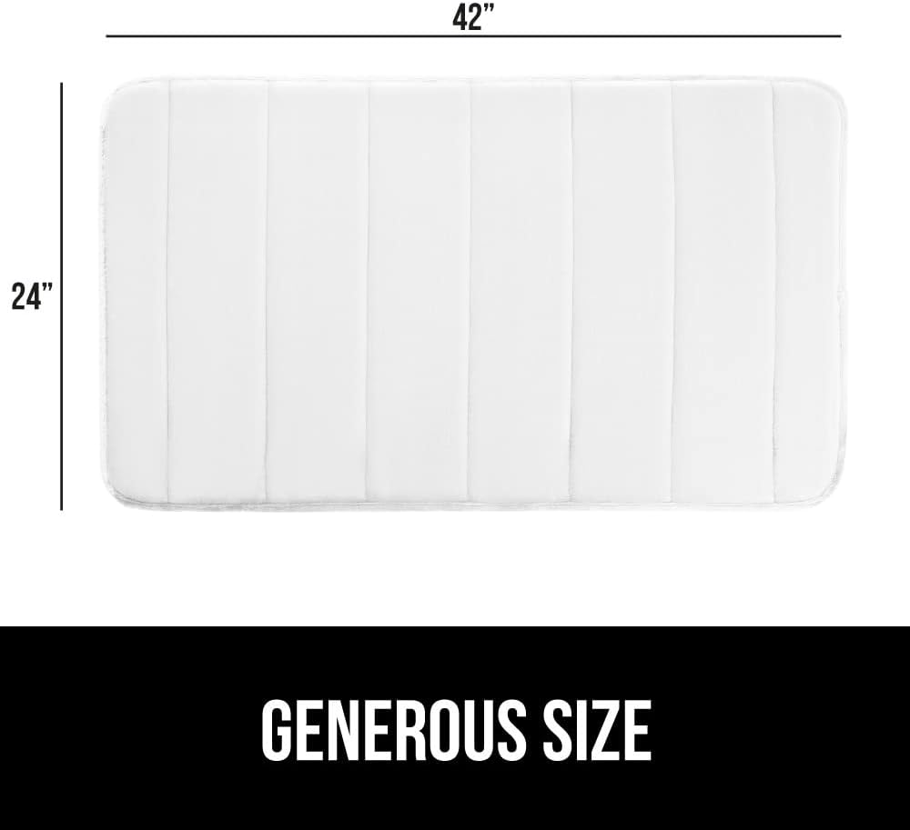 GORILLA GRIP Memory Foam Bath Mat, Soft Absorbent US Designed Bathroom Rug, Gripping Dots Machine Washable Bathmat, Cushioned Floor Mats, Shower Sink Rugs Room Décor Accessories, 42x24 White