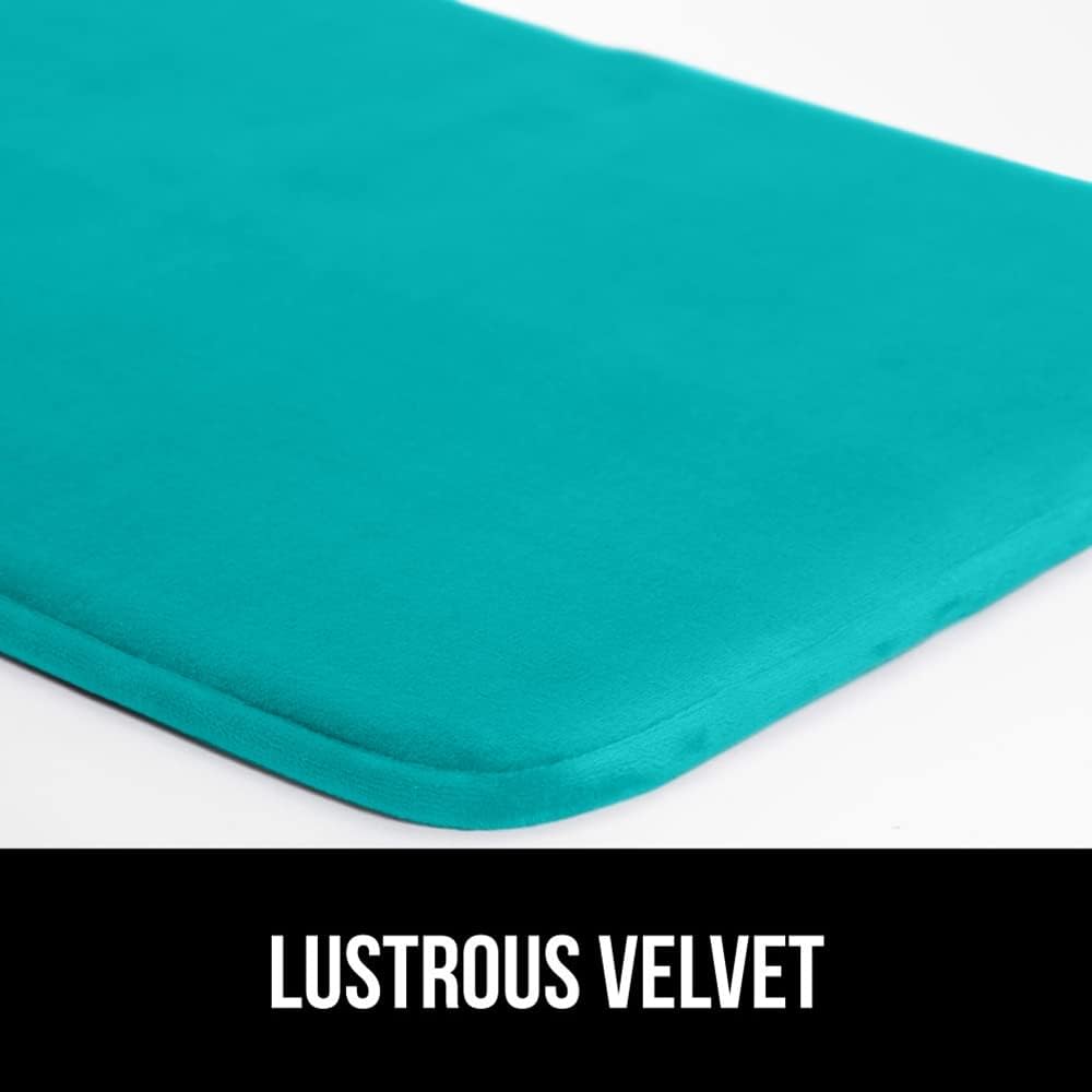 GORILLA GRIP Memory Foam Bath Rugs, Soft Absorbent Velvet Bathroom Mats, Durable Dots on Underside, Machine Washable Bathmat, Carpet Rug Room Decor for Shower Floor, 24x17 Mat, Turquoise