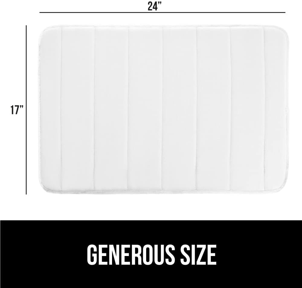 GORILLA GRIP Memory Foam Bath Mat, Soft Absorbent US Designed Bathroom Rug, Gripping Dots Machine Washable Bathmat, Cushioned Floor Mats, Shower Sink Rugs Room Décor Accessories, 24x17 White