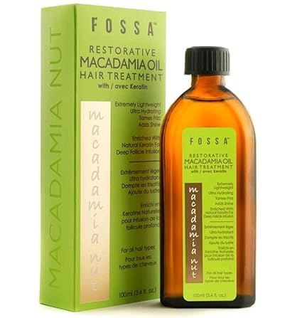 Fossa Restorative Macadamia Nut Hair Treatment with Keratin Oil | Paraben Free, Lightweight, Anti-Frizz, Adds Shine, Repairs Damage, Heat Protection & Strengthens for All Hair Types | 100ml, 3.4 fl oz