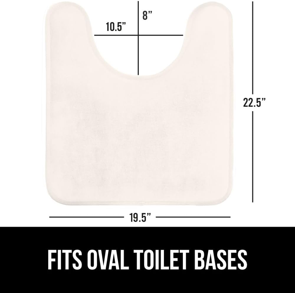 GORILLA GRIP Thick Memory Foam Toilet Rug for Bathroom, U Shaped Washable, Soft Absorbent Velvet Topside Floor Mats, Machine Wash, Cushioned Luxury Rugs for Bath Room, 22.5 x 19.5, Cream