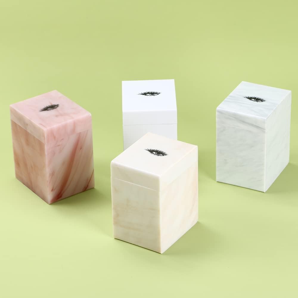 5 Layers Acrylic Eyelash Storage Box, Makeup Eyelashes Extension Close-Packed Display with 5 Pallets, Grafting False Eyelashes Glue Pallet Holder Display Organizer (5 Layers Marble White)