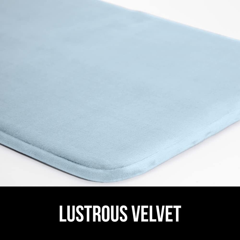 GORILLA GRIP Memory Foam Bath Rugs, Soft Absorbent Velvet Bathroom Mats, Durable Dots on Underside, Machine Washable Bathmat, Carpet Rug Room Decor for Shower Floor, 30x20 Mat, Light Blue