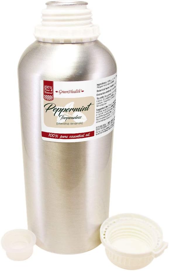 32 fl oz - Peppermint Essential Oil (Terpeneless) 100% Pure - Aluminum Bottle - GreenHealth