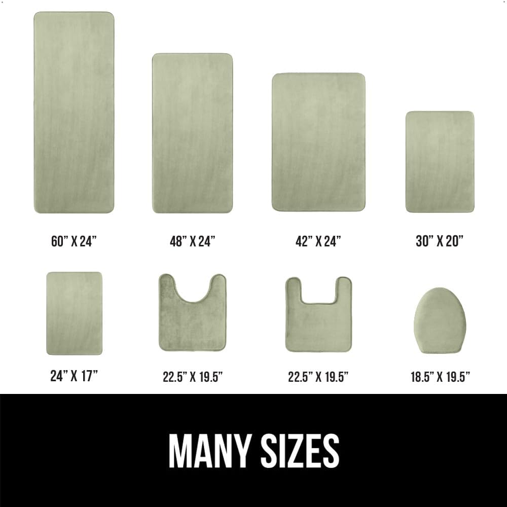 GORILLA GRIP Memory Foam Bath Mat, Soft Absorbent Velvet Bathroom Mats, Durable Dots on Underside, Machine Washable Bathmat, Carpet Rug Room Decor for Shower Tub Floor RV, 24x17 Rugs, Sage