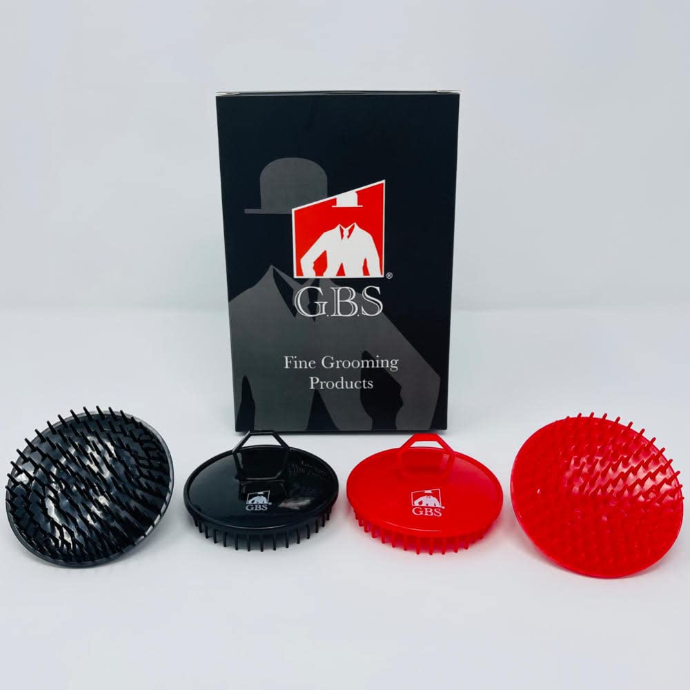 G.B.S Scalp Exfoliator 4 Pack - Shampoo Brush, Scalp Scrubber for Dandruff Removal, Massager & Hair Exfoliator - Red & Black
