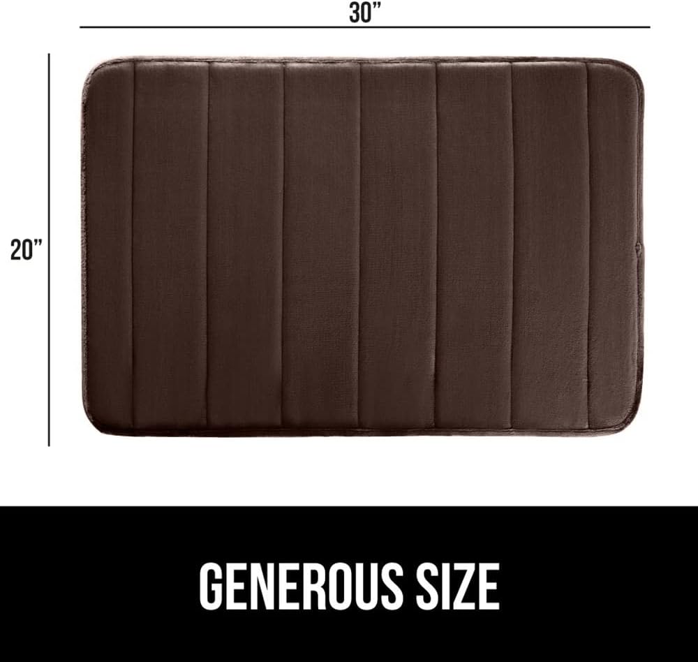 GORILLA GRIP Memory Foam Bath Mat, Soft Absorbent US Designed Bathroom Rug, Gripping Dots Machine Washable Bathmat, Cushioned Floor Mats, Shower Sink Rugs Room Décor Accessories, 30x20 Brown