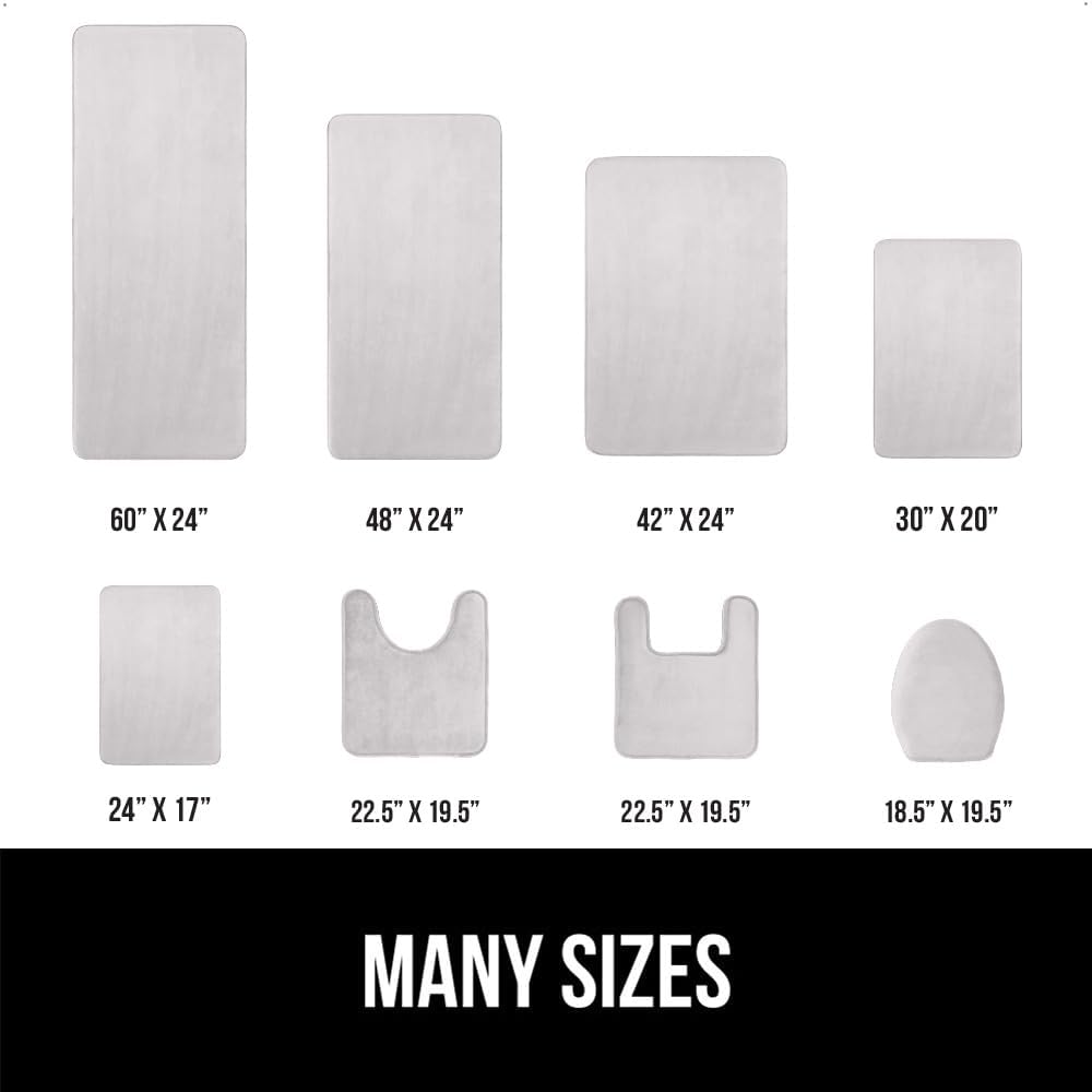 GORILLA GRIP Memory Foam Bath Rugs, Soft Absorbent Velvet Bathroom Mats, Durable Dots on Underside, Machine Washable Bathmat, Carpet Rug Room Decor for Shower Floor, 24x17 Mat, Light Gray