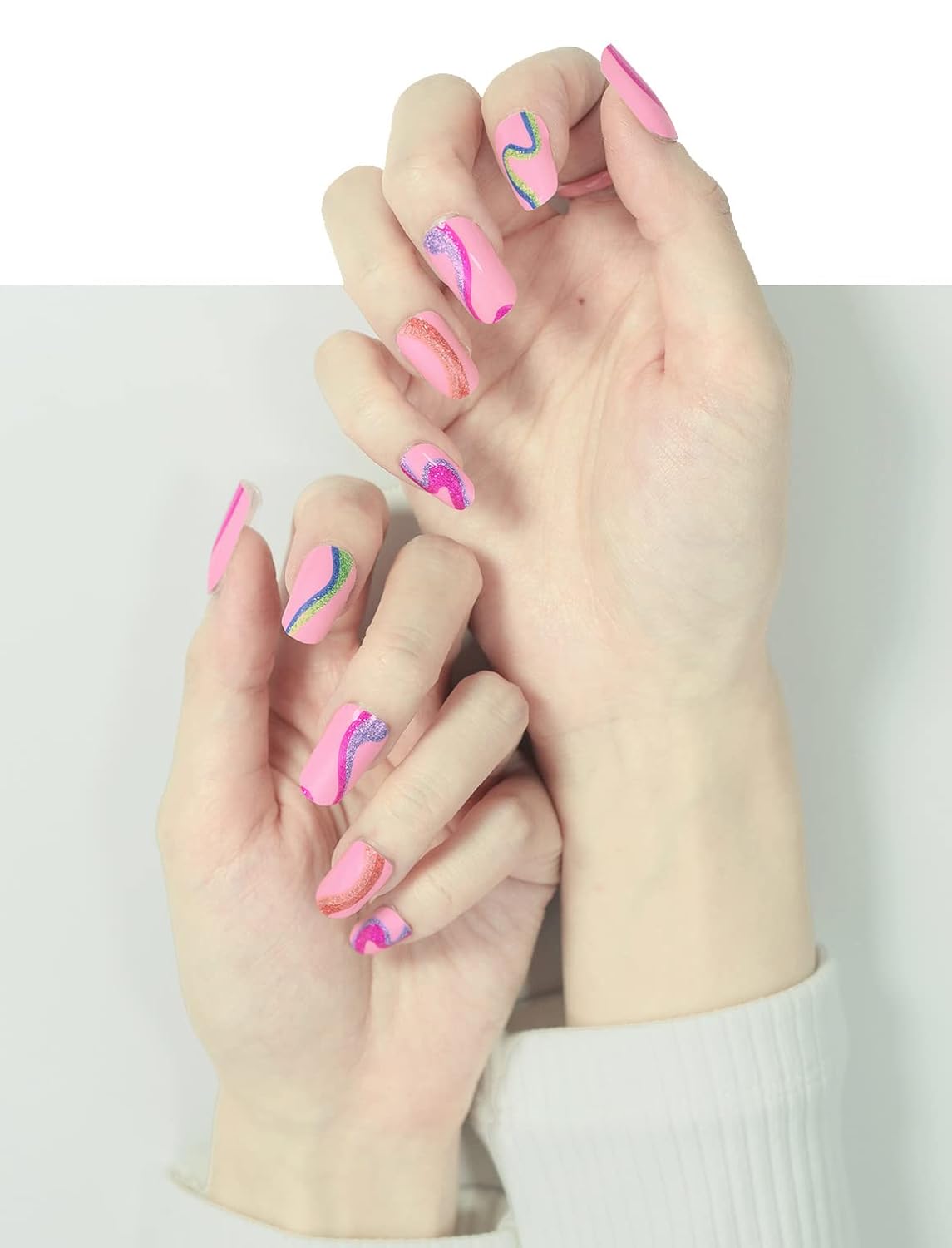 Nail Polish Strips, 32PCS Salon Quality Wraps, Long Lasting Gel Nail Stickers for Women Easy Apply& Remove (Bubble Gum Dark Pink)