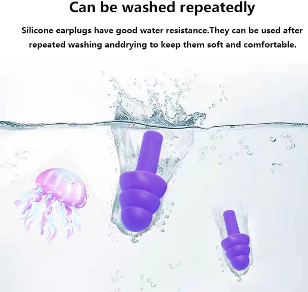 Earplugs for Sleeping Noise Cancelling, Reusable Ear Plugs– Super Soft, Silicone Ear Plug, for Sleeping 8 Pairs, Swimming, Snoring, Concerts, Work, Noisy Places (8 Colors)