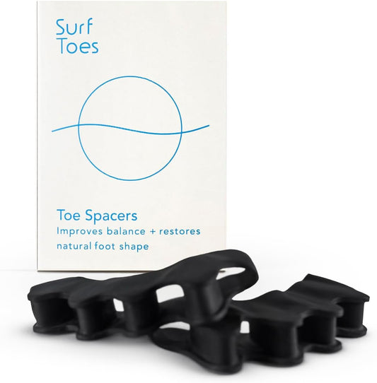 Toe Spacers - for Men and Women - Improve Balance and Align Toes to Their Natural Shape - Bunions, Hammer Toes, Enhanced Athletic Mobility - Toe Separators - Black