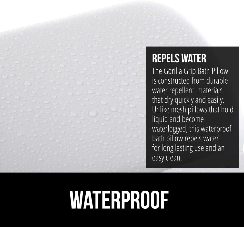 GORILLA GRIP Bath Pillow for Tub, Improved Suction Cups, Luxury Bathtub Pillows, Headrest for Neck and Back Support, Relaxing Home Spa, Hot Tubs and Bathroom Essentials, Gifts for Women, 3 Panel White