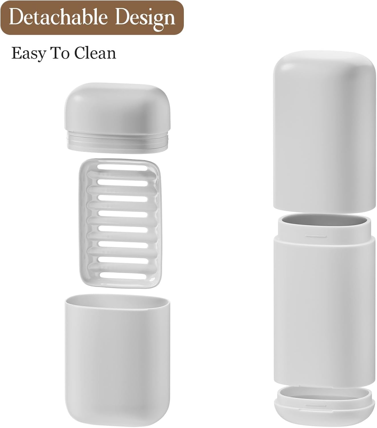 2Pack Travel Soap Case Container, Portable Toothbrush Travel Case with Cup, Tooth Brush Soap Bar Case Set for Traveling, Bathroom, Camping, Gym, Gray