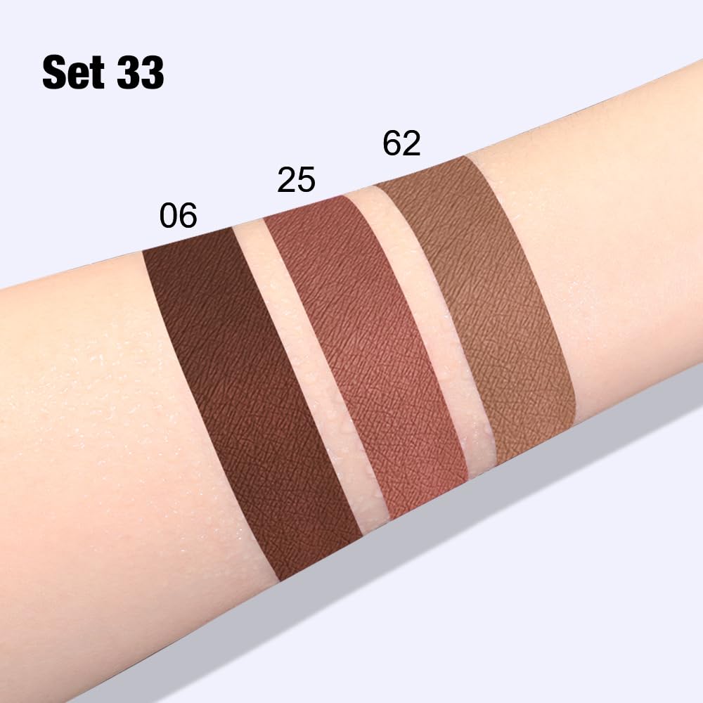 evpct 3Pcs Chocolate Red Brown Nude Matte Liquid Lipstick Lip Stain Sets for Women, Matte Lipstick Long Lasting Waterproof Permanent 24 Hours original, Magic Lip Sticks Pack for Halloween Daily Makeup