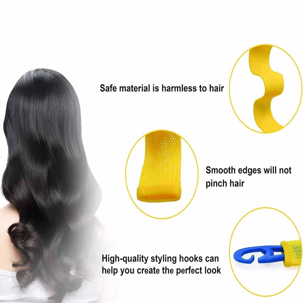 Heatless Hair Curling Set Magic No Heat Spiral Hair Curls Portable DIY Rollers Styling Kit Durable Beauty Makeup(30pcs*19.7in)