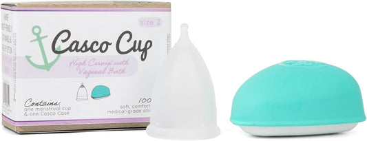 Casco Menstrual Cup & Case - Medical Grade Silicone Period Cup Made in Maine USA, Reusable Menstrual Cup (Standard2 - High Cervix/Post Childbirth)