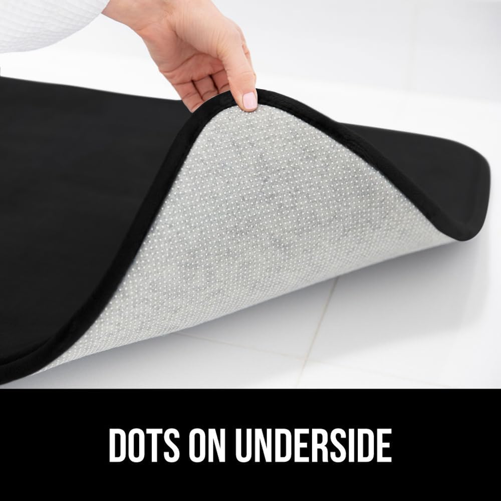 GORILLA GRIP Thick Memory Foam Toilet Rug for Bathroom, U Shaped Washable, Soft Absorbent Velvet Topside Floor Mats, Machine Wash, Cushioned Luxury Rugs for Bath Room, 22.5 x 19.5, Black