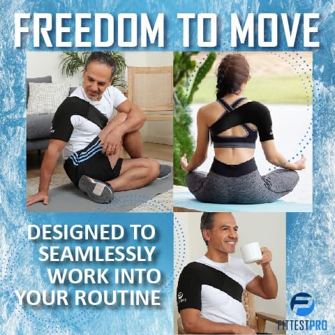 Fittest Pro Shoulder Ice Pack Wrap, HSA or FSA Eligible, Reusable Cold Therapy Wrap for Tendonitis, Swelling, Rotator Cuff, and Recovery - Shoulder Brace Compression Sleeve