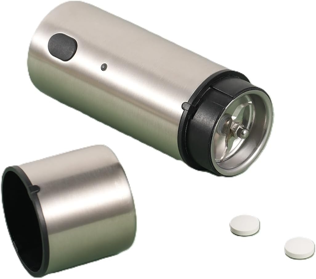 Cordless, Electric Pill Crusher & Grinder – Compact Stainless Steel Tablet Pulverizer – Rechargeable & Portable – One-Touch Operation – Fine Powder for Seniors, Pets, Kids – Herb Grinder