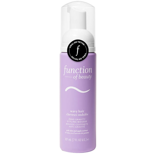 FUNCTION OF BEAUTY Zero Gravity Styling Mousse, 7 oz – Adds Volume + Defines Natural Waves, Frizz Control + Flexible Hold, Lightweight Feel, No Crunch or Stiffness, Heat Protection Up to 450°F
